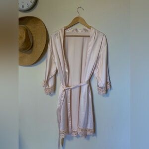 Short Silky Soft Pink Robe Getting Ready Bridal